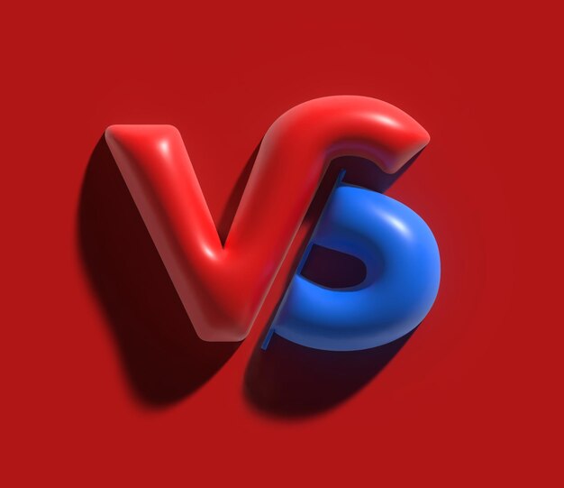 Render 3D VS logotipo de la letra metálica de la empresa.