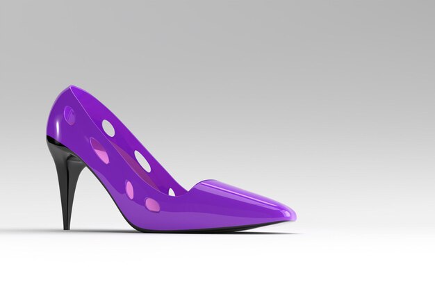 Render 3D Zapatos de mujer clásicos con estilo en colinas altas sobre un fondo de color.