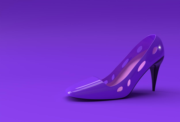 Render 3D Zapatos de mujer clásicos con estilo en colinas altas sobre un fondo de color.