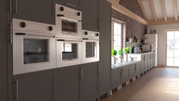 Render de cocina contemporánea 3D