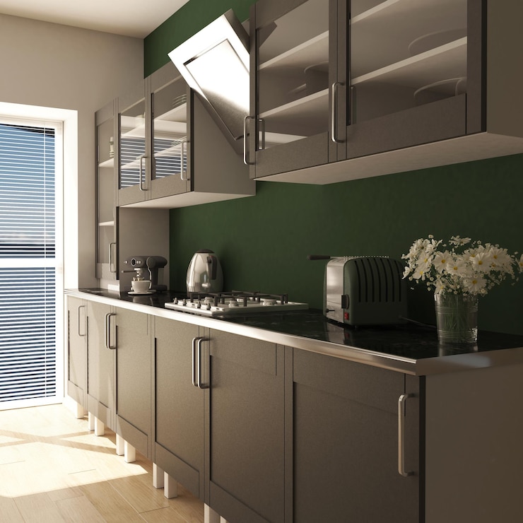 Foto gratuito render de cocina contemporánea 3d