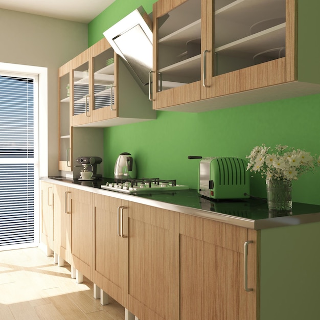 Foto gratuita render de cocina contemporánea 3d