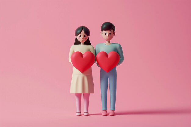 Rendering en 3D del día de San Valentín.