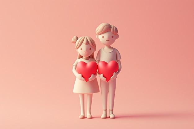 Rendering en 3D del día de San Valentín.
