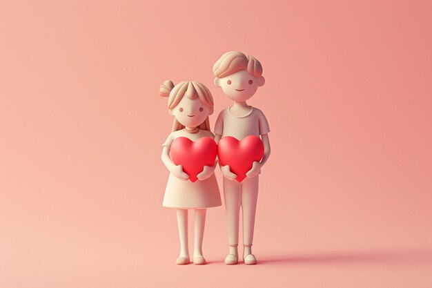 Rendering en 3D del día de San Valentín.