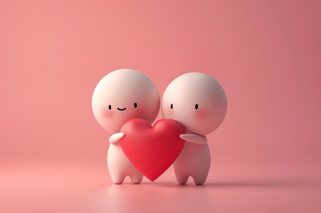 Rendering en 3D del día de San Valentín.