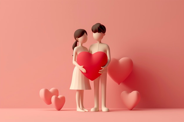 Rendering en 3D del día de San Valentín.