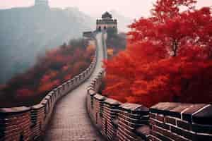 Foto gratuita rendering en 3d de la gran muralla china