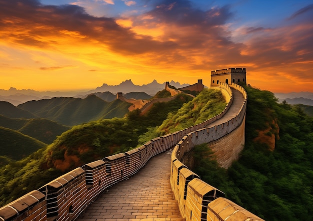 Foto gratuita rendering en 3d de la gran muralla china