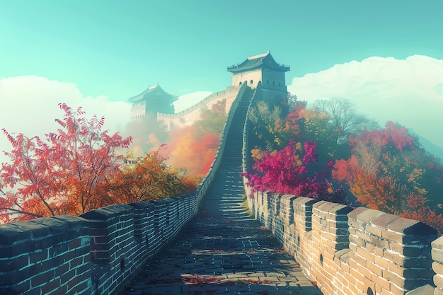 Rendering en 3D de la Gran Muralla China