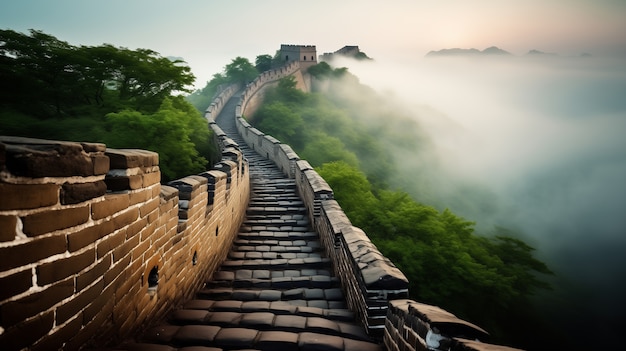 Foto gratuita rendering en 3d de la gran muralla china