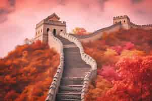 Foto gratuita rendering en 3d de la gran muralla china