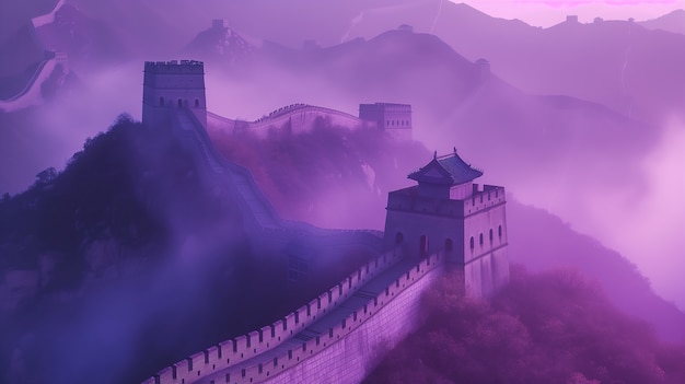 Foto gratuita rendering en 3d de la gran muralla china