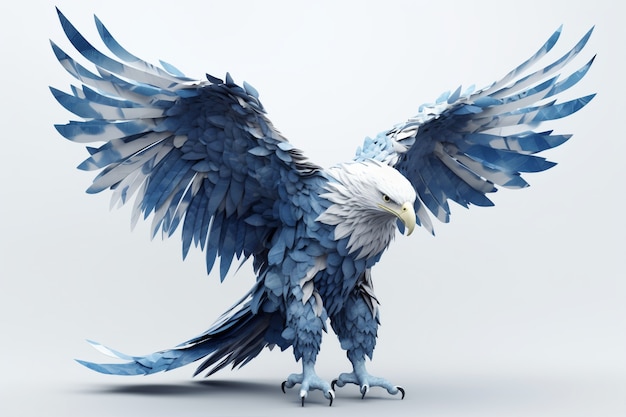 Rendering de águila en 3D con las alas abiertas