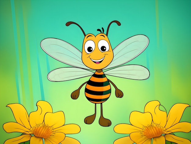 Renderización en 3D de la abeja de dibujos animados