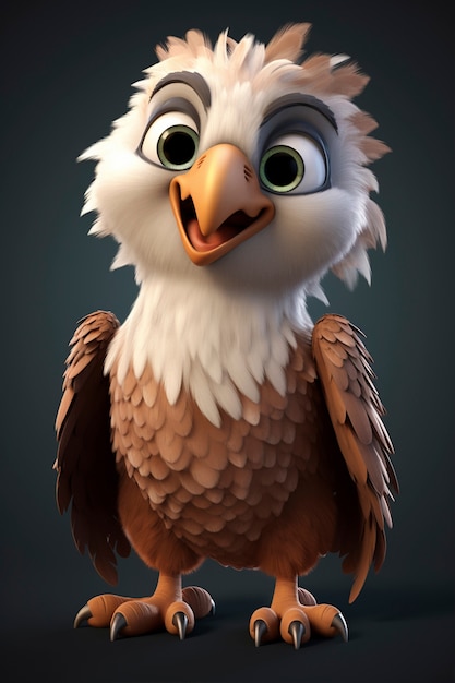 Foto gratuita renderización en 3d del águila de dibujos animados