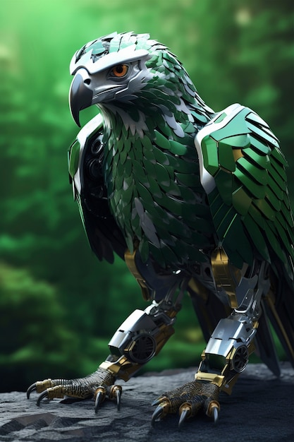 Foto gratuita renderización en 3d del águila robótica