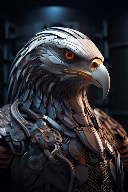 Foto gratuita renderización en 3d del águila robótica