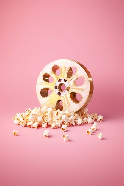 Renderización en 3D de bocadillos de palomitas de maíz para películas