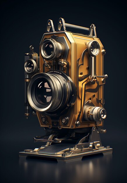 Renderización 3D de la cámara con película fotográfica