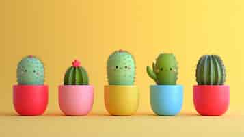 Foto gratuita renderización en 3d de una caricatura de cactus con una cara amistosa