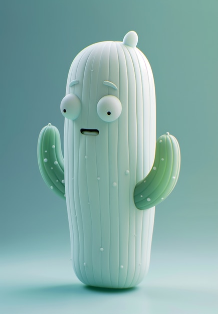 Foto gratuita renderización en 3d de una caricatura de cactus con una cara amistosa