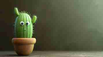 Foto gratuita renderización en 3d de una caricatura de cactus con una cara amistosa