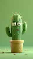 Foto gratuita renderización en 3d de una caricatura de cactus con una cara amistosa