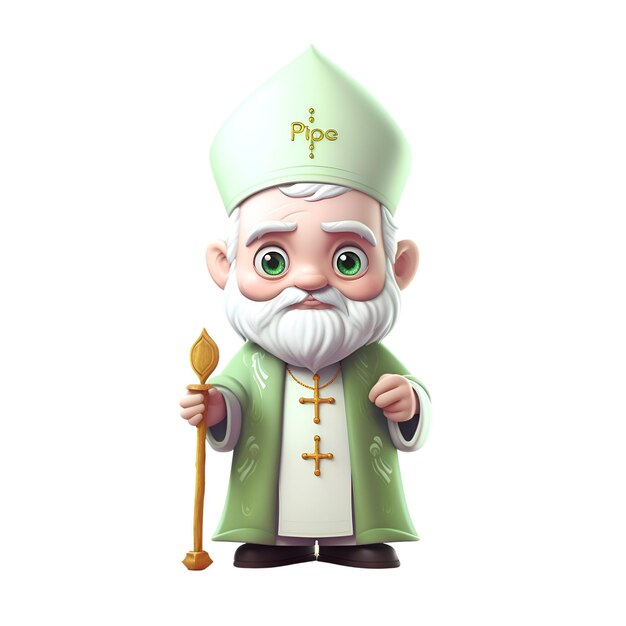 Renderización en 3D de una caricatura de San Patricio aislado sobre un fondo blanco