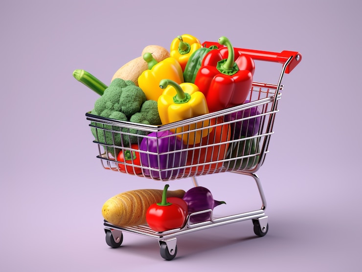 Foto gratuito renderización 3d del carrito de compras de dibujos animados