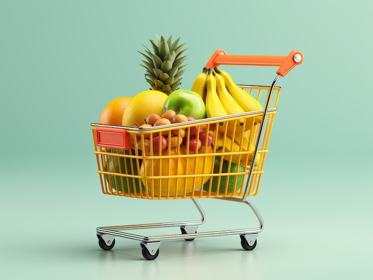 Foto gratuito renderización 3d del carrito de compras de dibujos animados