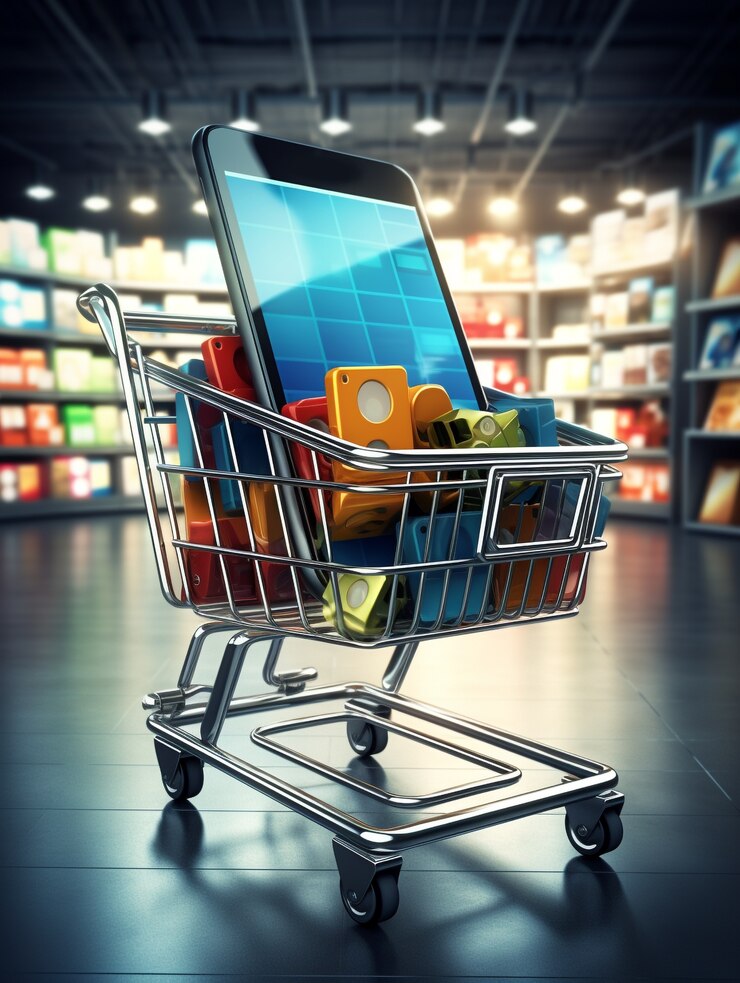 Foto gratuito renderización 3d del carrito de compras de dibujos animados