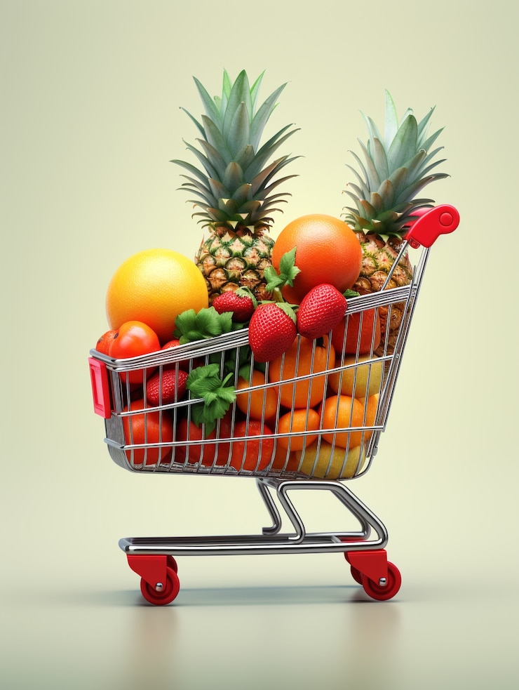 Foto gratuito renderización 3d del carrito de compras de dibujos animados