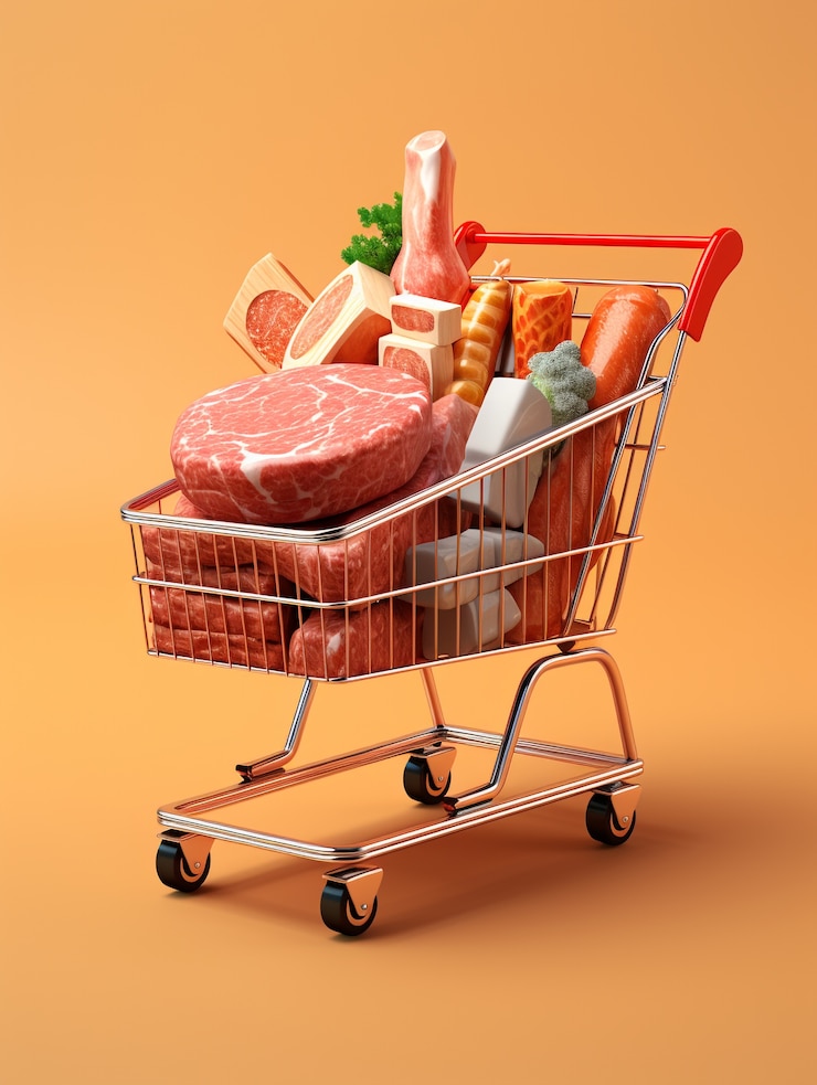 Foto gratuito renderización 3d del carrito de compras de dibujos animados