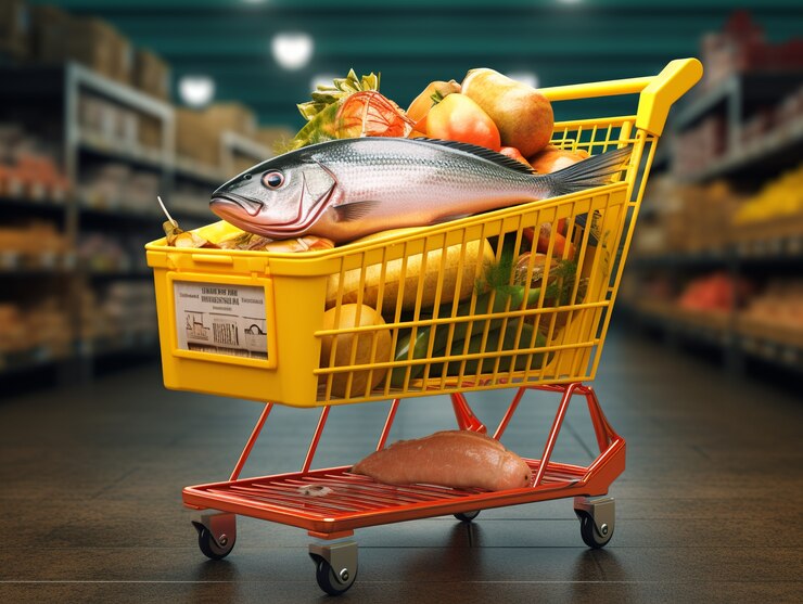 Foto gratuito renderización 3d del carrito de compras de dibujos animados