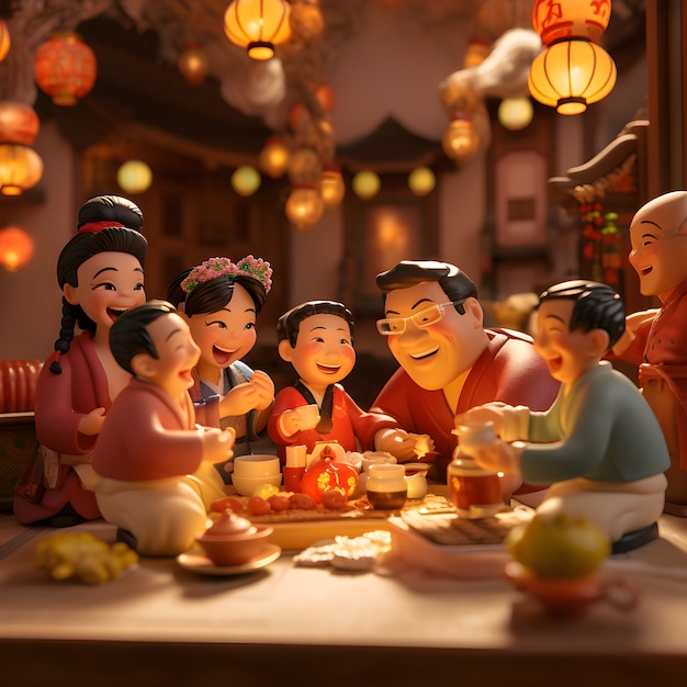 Foto gratuita renderización en 3d de la cena de reunión china