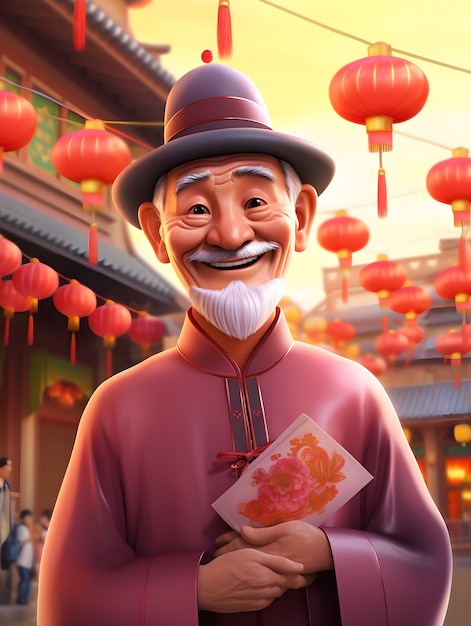 Renderización en 3D de la cena de reunión china