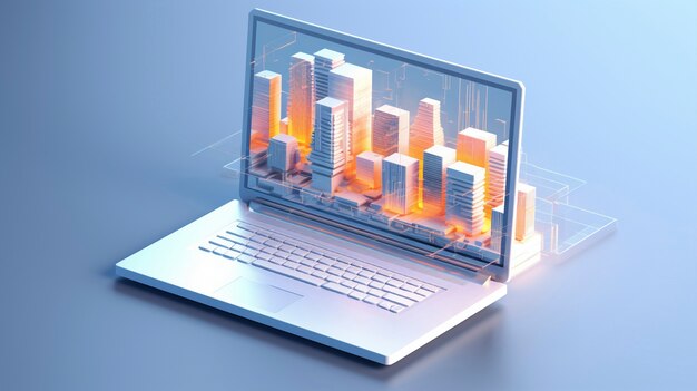 Renderización en 3D de una computadora portátil