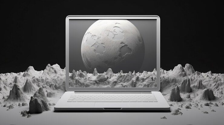 Foto gratuito renderización en 3d de una computadora portátil