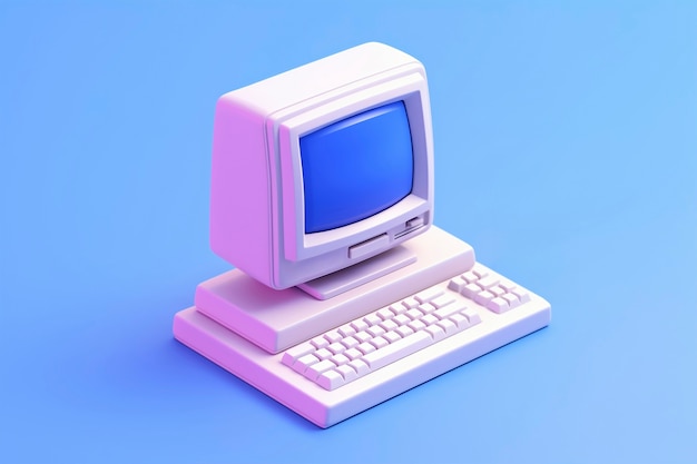 Foto gratuita renderización en 3d de una computadora retro