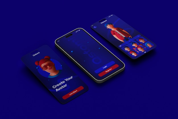 Renderización en 3D del concepto de personalización del avatar