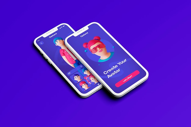 Renderización en 3D del concepto de personalización del avatar