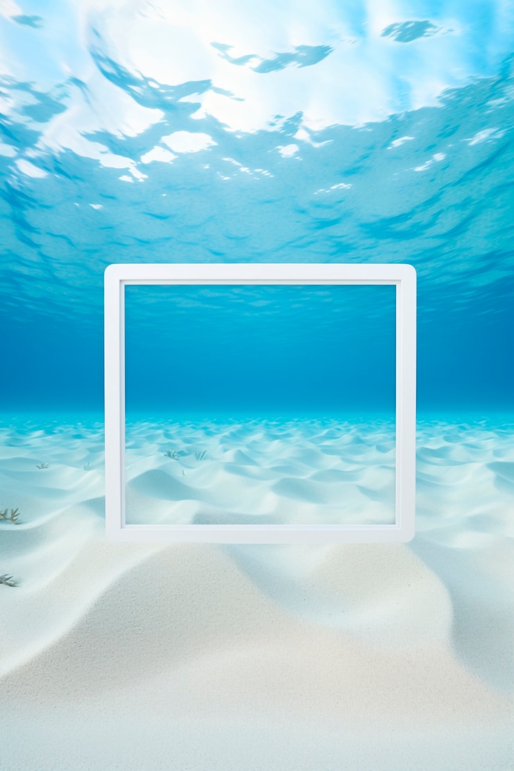 Foto gratuito renderización en 3d del cuadrado sobre el fondo del mar