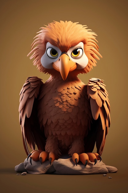 Renderización en 3D de dibujos animados como el águila