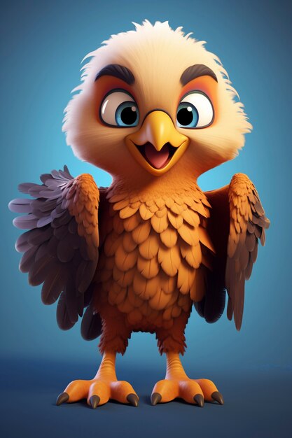 Renderización en 3D de dibujos animados como el águila