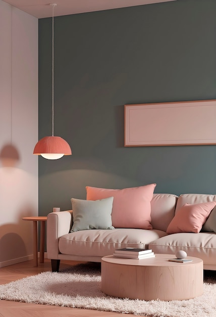Renderización 3D del diseño interior concepto mínimo