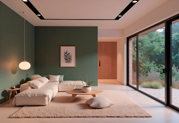 Renderización 3D del diseño interior concepto mínimo