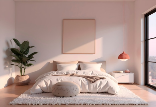 Renderización 3D del diseño interior concepto mínimo