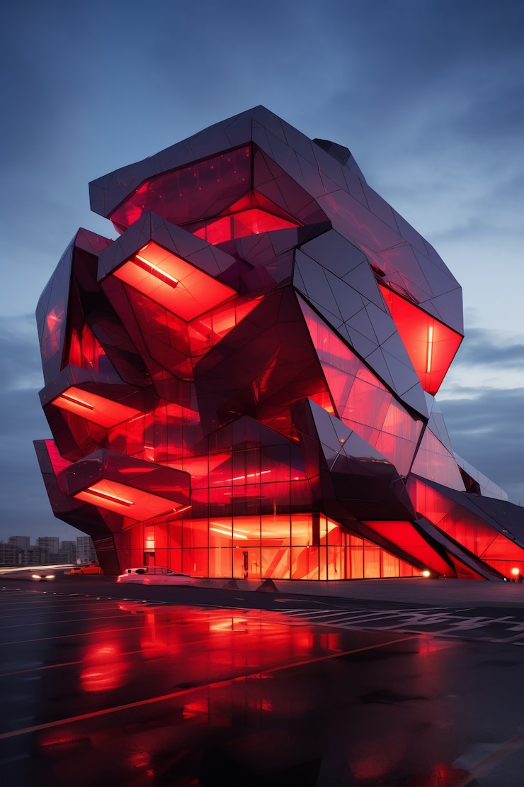 Foto gratuito renderización en 3d de un edificio abstracto