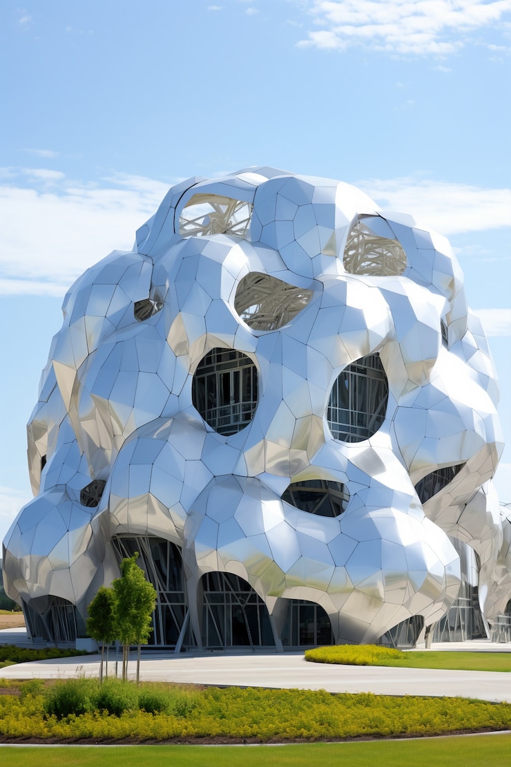Foto gratuito renderización en 3d de un edificio abstracto